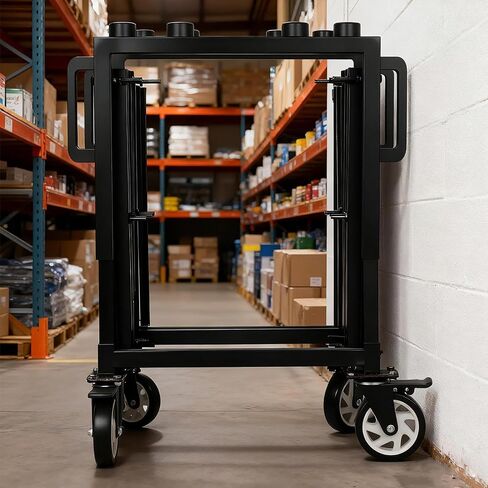 Portable Foldable Funeral Stretcher Trolley, Heavy Duty Carbon Steel Coffin Trailer, Church Coffin Rack Cart with 4 Handles for Funeral Home and Chapel Use, Black in Kuwait