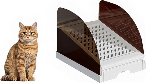 Plastic Inclined Steps Assist in Using Various Sizes of cat Litter Boxes. Plastic Large cat Litter Boxes Inclined Steps are Non Stick，Height Adjustable，Easy to Clean (Gray Small) in Kuwait