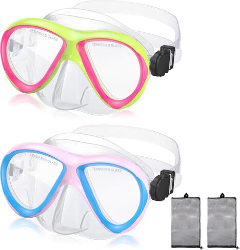 Swim Goggles with Nose Cover for Kids Youth 5-15 | Anti-Fog Anti-UV, No Leaking, Tempered Glass Lens, 180° Wide View, Includes Mesh Bag in Kuwait