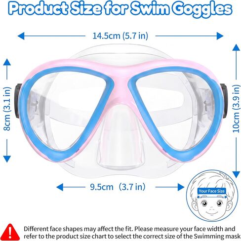 Swim Goggles with Nose Cover for Kids Youth 5-15 | Anti-Fog Anti-UV, No Leaking, Tempered Glass Lens, 180° Wide View, Includes Mesh Bag in Kuwait
