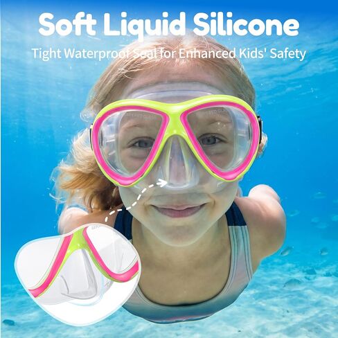 Swim Goggles with Nose Cover for Kids Youth 5-15 | Anti-Fog Anti-UV, No Leaking, Tempered Glass Lens, 180° Wide View, Includes Mesh Bag in Kuwait