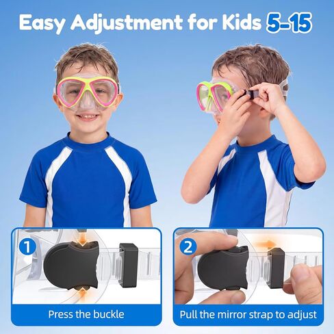 Swim Goggles with Nose Cover for Kids Youth 5-15 | Anti-Fog Anti-UV, No Leaking, Tempered Glass Lens, 180° Wide View, Includes Mesh Bag in Kuwait