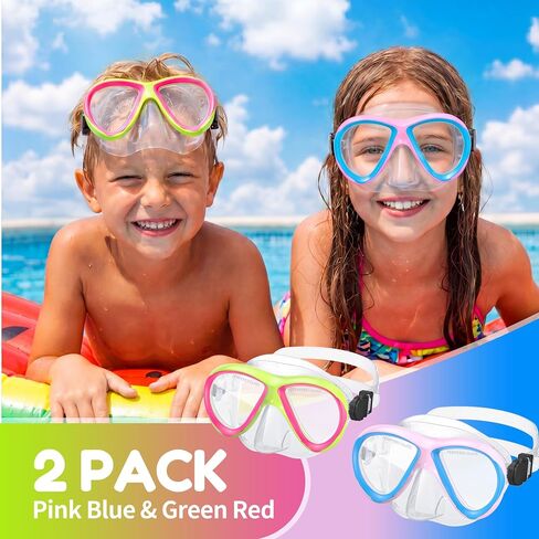 Swim Goggles with Nose Cover for Kids Youth 5-15 | Anti-Fog Anti-UV, No Leaking, Tempered Glass Lens, 180° Wide View, Includes Mesh Bag in Kuwait