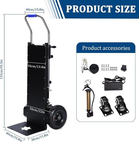 Electric Stair Climbing Dolly 880lbs Load Capacity 1500W Electric Stair Climber Hand Trucks with Safety Rope for Warehouse Logistics Transport Moving Furniture in Kuwait