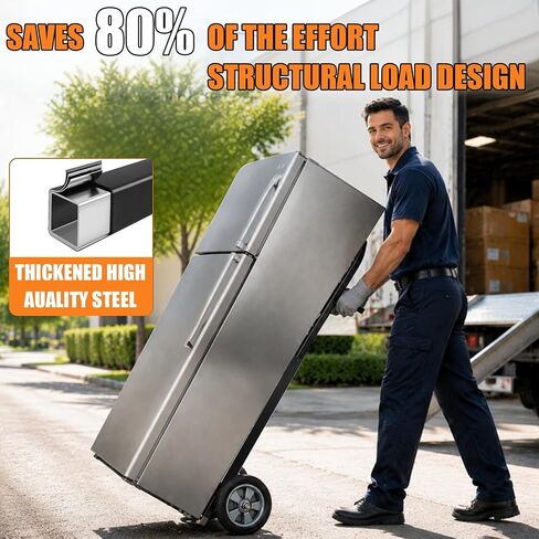 Heavy Duty Folding Hand Truck Dolly with Bungee Cords, 800 LB Dolly Cart | 8" Solid Rubber Wheels, 2*Bungee Cords, Compact Foldable Alloy Steel Design for Warehouses, Homes, Offices, andSmall Business in Kuwait