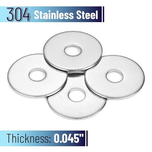 Bates- Fender Washers, 1/4" ID x 1" OD, 50 pcs, Stainless Steel, SAE Flat Washers for Machinery Repair, Outdoor Projects in Kuwait