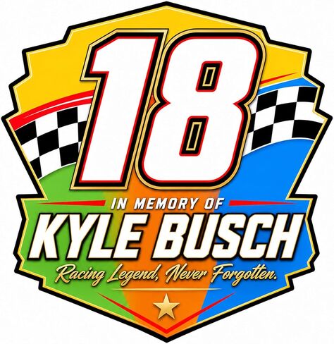 Kyle Busch 18 Memorial Vinyl Sticker, 5 Inch, Multicolor, Glossy Finish, Checkered Flag Racing Legend Decal for Cars, Laptops, Toolboxes in Kuwait