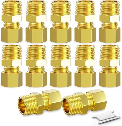 12 قطعة موصل اتحاد ضغط النحاس ، 5/16 "OD x 3/8" NPT وصلة أنابيب ذكر للنفط/المياه/الغاز in Kuwait