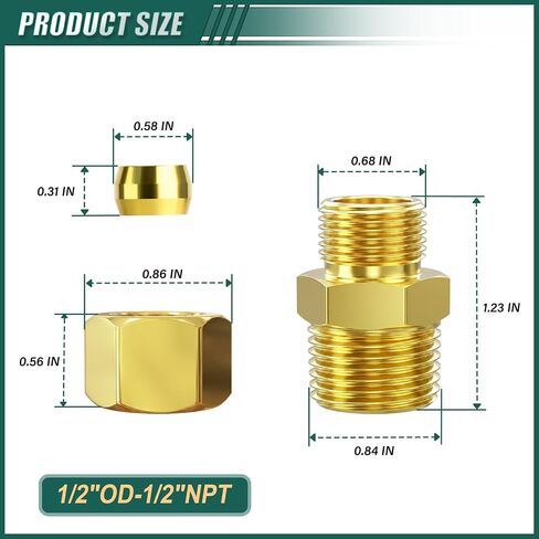 6 قطعة موصل اتحاد ضغط النحاس ، 1/2 "OD x 1/2" NPT وصلة أنابيب ذكر للنفط/المياه/الغاز in Kuwait