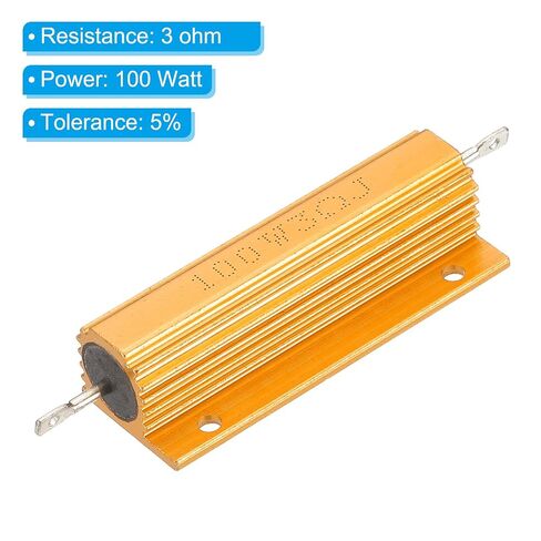 PATIKIL 100W 3 أوم الألومنيوم شل المقاوم، 8 حزمة الألومنيوم الإسكان المقاوم يقع في حالة Wirewound المقاومات المسمار الحنفية السلطة المقاوم 5٪ التسامح، الذهبي in Kuwait
