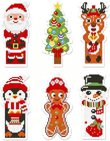Zhenging Christmas Cross Stitch Stitch Kit-6 تصميمات عطلات مطبوعة مسبقًا ، 11ct 11x18.5 بوصة Aida Cloth ، أدوات تطريز كاملة (مقص ، Threader ، Seam Ripper) للبالغين والمبتدئين in Kuwait