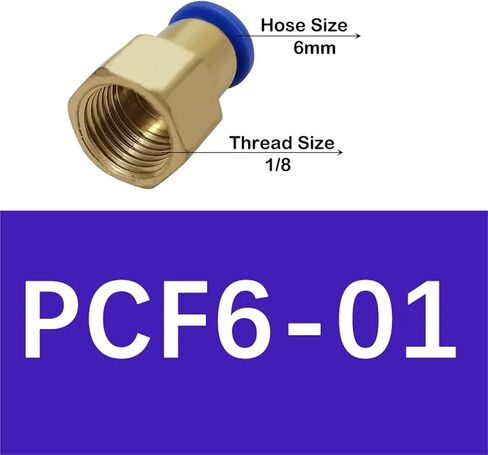 PCF OD 4 مللي متر 6 مللي متر 8 مللي متر 10 مللي متر 12 مللي متر موضوع 1/8 ''1/4'' 3/8 ''1/2'' تركيب هوائي موصلات الهواء أنثى تركيبات مستقيمة (PCF6-01) in Kuwait