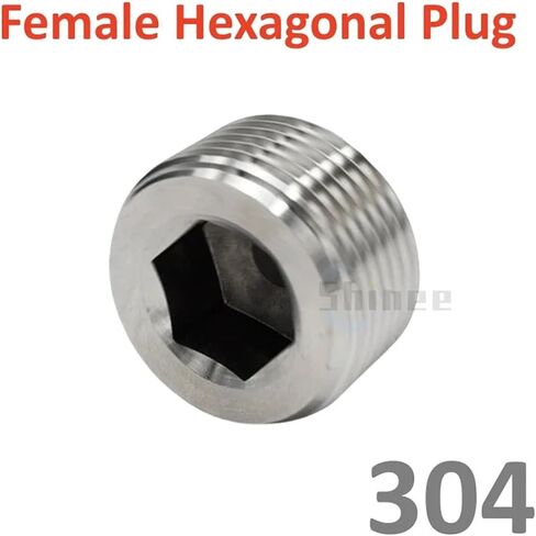 1/5/10 قطعة 1/8 "1/4" 3/8 "1/2" 3/4 "1" ذكر غاطسة شفة سداسية غطاء نهاية مربع 304 تركيب أنابيب الفولاذ المقاوم للصدأ (أنثى، 10PCS_3L8 BSP) in Kuwait