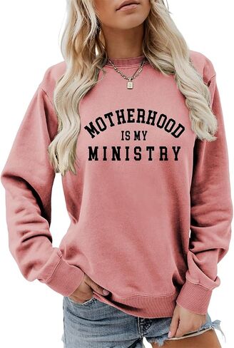 Motherhood is My Ministry Sweatshirt Christian Religious Shirt Faith Mama Sweater Women Crewneck Graphic Pullover Tops in Kuwait