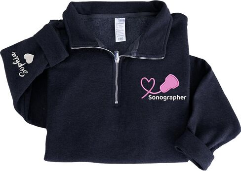 Personalized Embroidered Sonographer Quarter Zip Sweatshirt, Custom Sonographer Shirts for Women, Ultrasound Terch RDMS Sweater Sweater, Ultrasound Technician Ultrasonographer Office Gifts in Kuwait