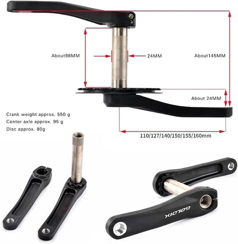 GOLDIX Cranksets 160mm Hollow Integrated Crankarms 28/30/32/34/36T Chainring Aluminum Alloy Crankset for 7-12 Speed Children's Folding Bicycle with Bearing (Color : 28T, Size : 140mm) in Kuwait
