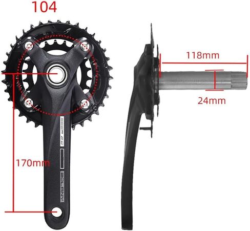 MTB Crankset Double Round Chainring Crankset 170mm Hollow Integrated Crank Arm Set 22-36T 24-38T Aluminum Alloy Chainring for 10/11 Speed in Kuwait