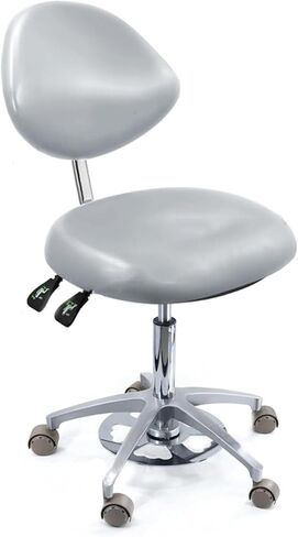 Dental Assistant Chair with Foot Control - 360° Swivel PU Leather Doctor's Stool for Clinics, Labs, Dental Offices, Adjustable Height in Saudi Arabia