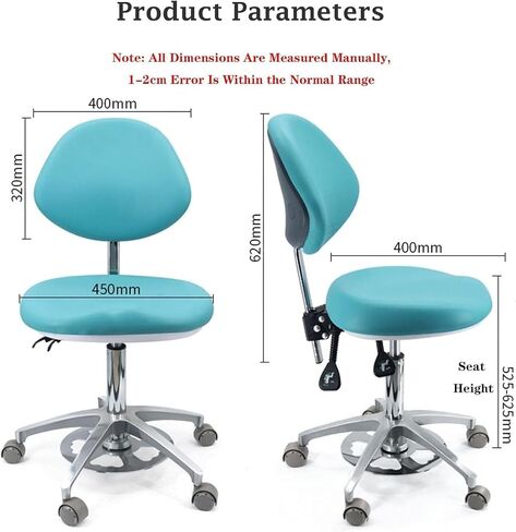 Dental Assistant Chair with Foot Control - 360° Swivel PU Leather Doctor's Stool for Clinics, Labs, Dental Offices, Adjustable Height in Saudi Arabia