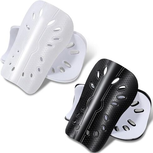 2 Pairs Soccer Shin Guards, Breathable Shin Pads for Man and Women, 4.1x6.4 Inch Football Shin-Guards for Adults, Lightweight Football Equipment for Training, Match, Outdoor Activities (Black, White) in Kuwait