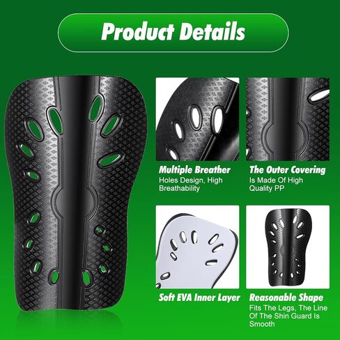 2 Pairs Soccer Shin Guards, Breathable Shin Pads for Man and Women, 4.1x6.4 Inch Football Shin-Guards for Adults, Lightweight Football Equipment for Training, Match, Outdoor Activities (Black, White) in Kuwait