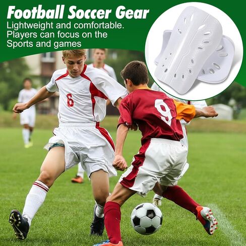 2 Pairs Soccer Shin Guards, Breathable Shin Pads for Man and Women, 4.1x6.4 Inch Football Shin-Guards for Adults, Lightweight Football Equipment for Training, Match, Outdoor Activities (Black, White) in Kuwait
