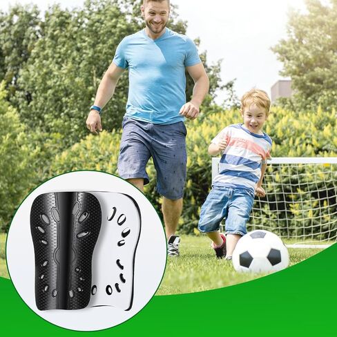 2 Pairs Soccer Shin Guards, Breathable Shin Pads for Man and Women, 4.1x6.4 Inch Football Shin-Guards for Adults, Lightweight Football Equipment for Training, Match, Outdoor Activities (Black, White) in Kuwait