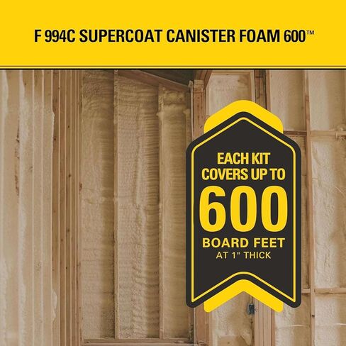 STANLEY F 994C Supercoat Canister Spray Foam Insulation Kit (600 Board Feet) - Class A Fire Rated Closed Cell Two Component Foam Sealant - 15 ft Hose, Gun, & Safety Gear Included in Kuwait