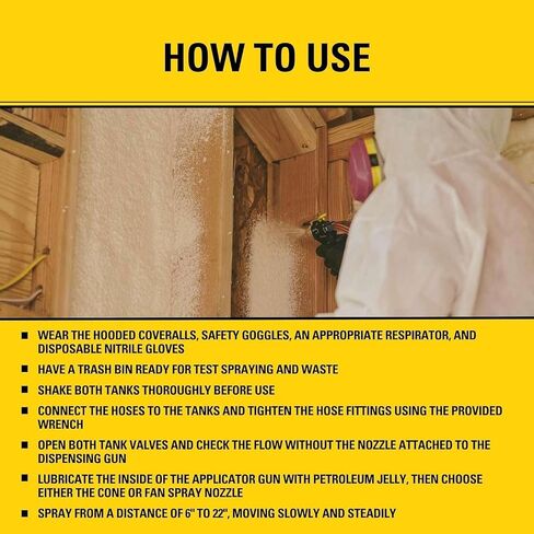 STANLEY F 994C Supercoat Canister Spray Foam Insulation Kit (600 Board Feet) - Class A Fire Rated Closed Cell Two Component Foam Sealant - 15 ft Hose, Gun, & Safety Gear Included in Kuwait