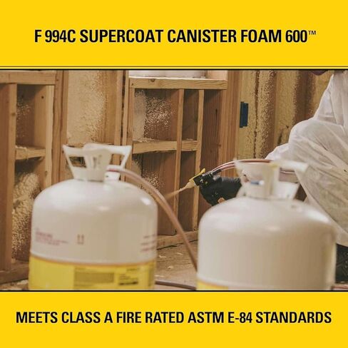 STANLEY F 994C Supercoat Canister Spray Foam Insulation Kit (600 Board Feet) - Class A Fire Rated Closed Cell Two Component Foam Sealant - 15 ft Hose, Gun, & Safety Gear Included in Kuwait