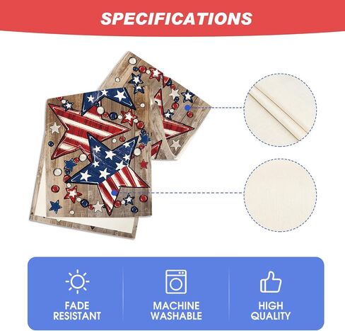 Artoid Mode Wood Stars Beads America Patriotic 4th of July Table Runner, Memorial Day Kitchen Dining Table Decoration for Home Party Decor 13x72 Inch in Kuwait