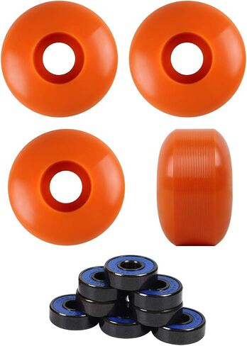Set of 4 Skateboard Wheels Blank 52mm Orange + ABEC 7 Bearings and Spacers in Kuwait