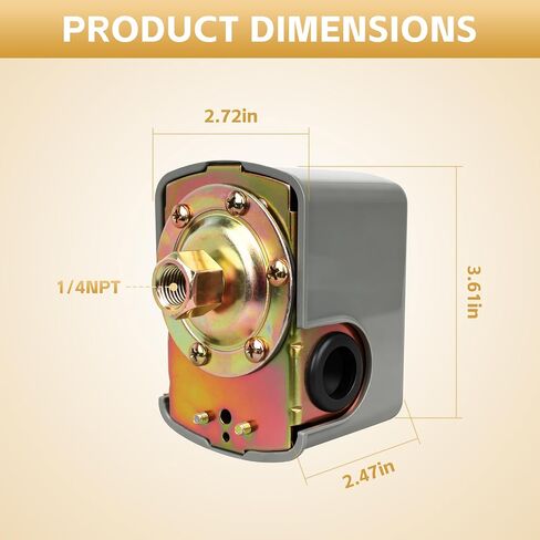 40-60 PSI Well Pump Pressure Switch, 1/4" NPT Adjustable Differential | Fits Air Compressors & Well Pumps, Direct Replacement for 9013FSG2J24, Prevents Short Cycling, 240V Compatible Easy Install in Kuwait