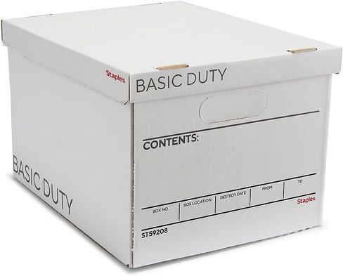 صندوق تخزين وملفات Staples ، شاقة مع المقابض والغطاء القابل للإزالة ، ووثائق الحجم والرسالة ، قابلة للتكديس ، 10 عبوات ، أبيض/أسود in Kuwait