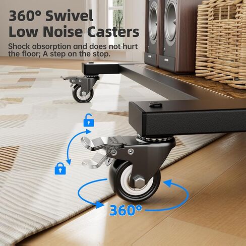 AENTGIU Rolling TV Stand for 32-75 Inch TVs, Mobile TV Stand on Wheels, Adjustable Height TV Cart with Wood Shelves, Floor Mount for Living Room, Bedroom, Office, Hold up to 150 lbs in Kuwait