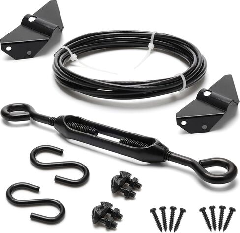 1/2 Sets Anti-Sag Gate Kits for Wooden Fence, Anglecai Gate Support Cable Kit for Wood Gate Door Repair Kit, Anti-Sagging Fence Gate Kit Hardware for Wooden Fence Gate Sag Frame Kit (1, Black) in Kuwait