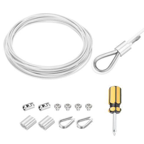 MECCANIXITY 1Set 20ft Wire Rope 304 Stainless Steel Cable, 3/32" 2mm Vinyl Coated with Cable Clamp, Aluminum Sleeves and Thimble for Railing, Decking, Hanging, Clothes Lines, Black 6m in Kuwait
