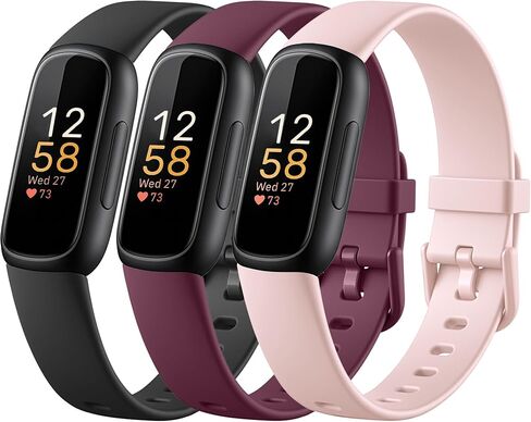 أساور Maledan الرياضية متوافقة مع Fitbit Inspire 3 عصابات للنساء والرجال، سوار معصم بديل من السيليكون الناعم المقاوم للماء لإلهام 3 ملحقات تتبع اللياقة البدنية للرجال والنساء، 3 عبوات in Kuwait