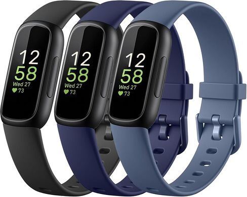 أساور Maledan الرياضية متوافقة مع Fitbit Inspire 3 عصابات للنساء والرجال، سوار معصم بديل من السيليكون الناعم المقاوم للماء لإلهام 3 ملحقات تتبع اللياقة البدنية للرجال والنساء، 3 عبوات in Kuwait