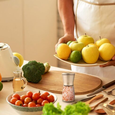 Manual Salt or Pepper Grinder for Professional Chef, Best Spice Mill with Stainless Steel Cap, Ceramic Blades and Adjustable Coarseness, Refillable Glass Body with 6OZ Capacity in Kuwait