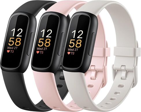 أساور Maledan الرياضية متوافقة مع Fitbit Inspire 3 عصابات للنساء والرجال، سوار معصم بديل من السيليكون الناعم المقاوم للماء لإلهام 3 ملحقات تتبع اللياقة البدنية للرجال والنساء، 3 عبوات in Kuwait