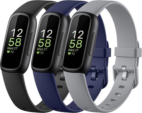 أساور Maledan الرياضية متوافقة مع Fitbit Inspire 3 عصابات للنساء والرجال، سوار معصم بديل من السيليكون الناعم المقاوم للماء لإلهام 3 ملحقات تتبع اللياقة البدنية للرجال والنساء، 3 عبوات in Kuwait
