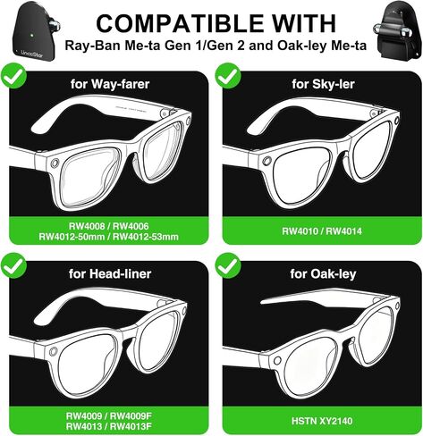 Charging Adapter Compatible with Ray-Ban Oakley Meta AI Smart Glasses(Gen 1&2),Portable Charger USB C Port for Wayfarer,Skyler,Headliner and HSTN Meta Accessories(2 Pcs) in Kuwait