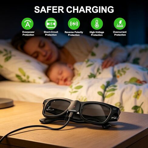 Charging Adapter Compatible with Ray-Ban Oakley Meta AI Smart Glasses(Gen 1&2),Portable Charger USB C Port for Wayfarer,Skyler,Headliner and HSTN Meta Accessories(2 Pcs) in Kuwait