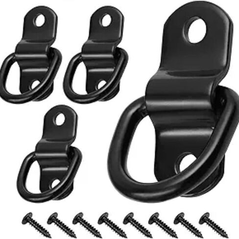 4Pcs D-Ring Anchors, 1/4 Inch Black Hooks with Mounting Screws in Kuwait