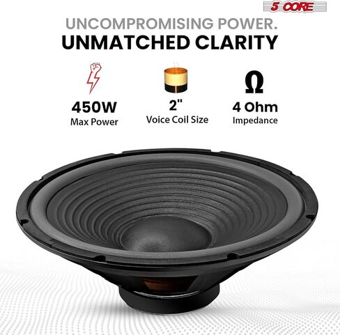5 CORE 15 Inch Guitar Speaker 220W RMS Power 450W Peak 4 Ohm Guitar Amplifier Cabinet Speaker with Y30 Ferrite Magnet for PA and Amp Systems - WF 15 140 4OHM GTR in Saudi Arabia
