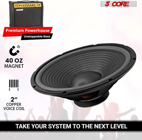 5 CORE 15 Inch Guitar Speaker 220W RMS Power 450W Peak 4 Ohm Guitar Amplifier Cabinet Speaker with Y30 Ferrite Magnet for PA and Amp Systems - WF 15 140 4OHM GTR in Saudi Arabia