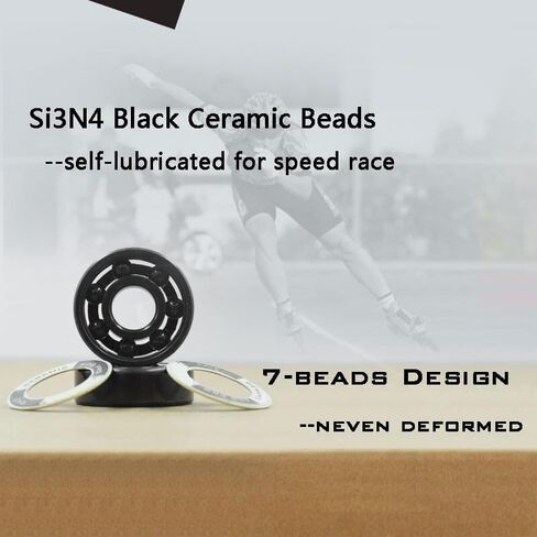 7 Balls Black Ceramic Bearing for Inline Speed Skates 608 High Speed Bearings for Race Skate Shoes in Kuwait