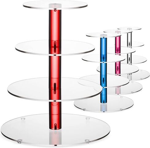 4-Tier Red Acrylic Cupcake Stand – 12" (1 Piece), Display Tower for Desserts, Perfect for Weddings, Birthday Parties, Baby Showers, and Special Events in Kuwait