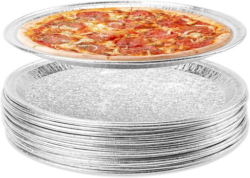 25 Pack Serving Platters, 12" Disposable Aluminium Foil Serving Trays for Party & Buffet, Silver Embossed Foil Serving Dishes/Plates for Vegetable, Fruit, Cake, Cookies in Kuwait